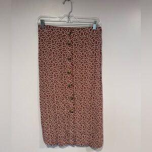 Pink and white button down express‎ midi skirt